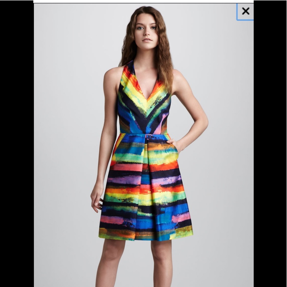 Milly of New York Phoebe Watercolor Halter Dress Size 2